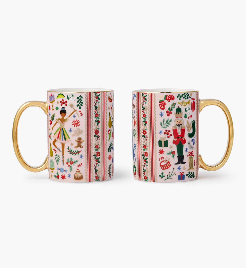 Tracy & Co Holiday Porcelain Mug Set - Holly Jolly Nutcracker