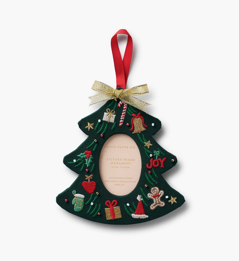 Tracy & Co Embroidered Frame Ornament - Christmas Tree