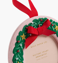 Tracy & Co Embroidered Frame Ornament - Christmas Wreath