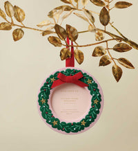 Tracy & Co Embroidered Frame Ornament - Christmas Wreath