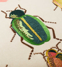Tracy & Co Beetles and Bugs Embroidered Pillow - Natural