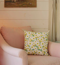 Tracy & Co Daisies Embroidered Pillow - Khaki
