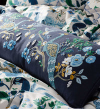 Tracy & Co Embroidered Lumbar Pillow Cover - Peacock