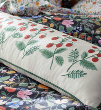 Tracy & Co Embroidered Lumbar Pillow Cover - Strawberries