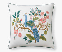Tracy & Co Embroidered Pillow Cover - Peacock White