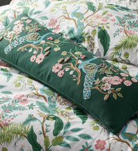 Tracy & Co Embroidered Lumbar Pillow Cover - Peacock Emerald
