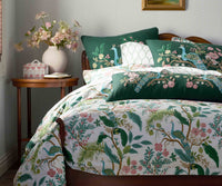 Tracy & Co Embroidered Lumbar Pillow Cover - Peacock Emerald