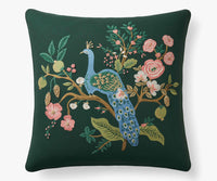 Tracy & Co Embroidered Pillow Cover - Peacock Emerald