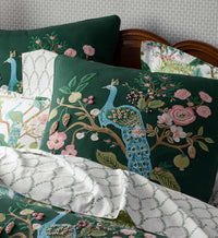 Tracy & Co Embroidered Pillow Cover - Peacock Emerald