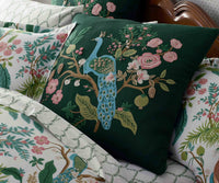 Tracy & Co Embroidered Pillow Cover - Peacock Emerald