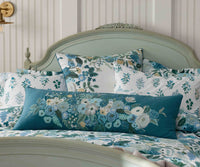 Tracy & Co Embroidered Lumbar Pillow Cover - Garden Party Blue