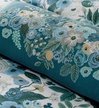 Tracy & Co Embroidered Lumbar Pillow Cover - Garden Party Blue