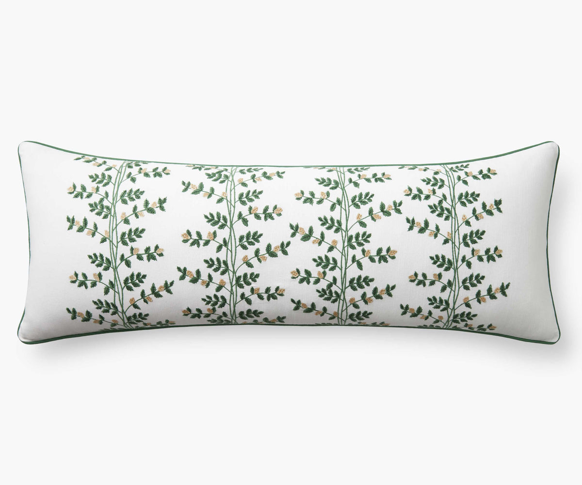 Tracy & Co Embroidered Lumbar Pillow Cover - Climbing Vines White
