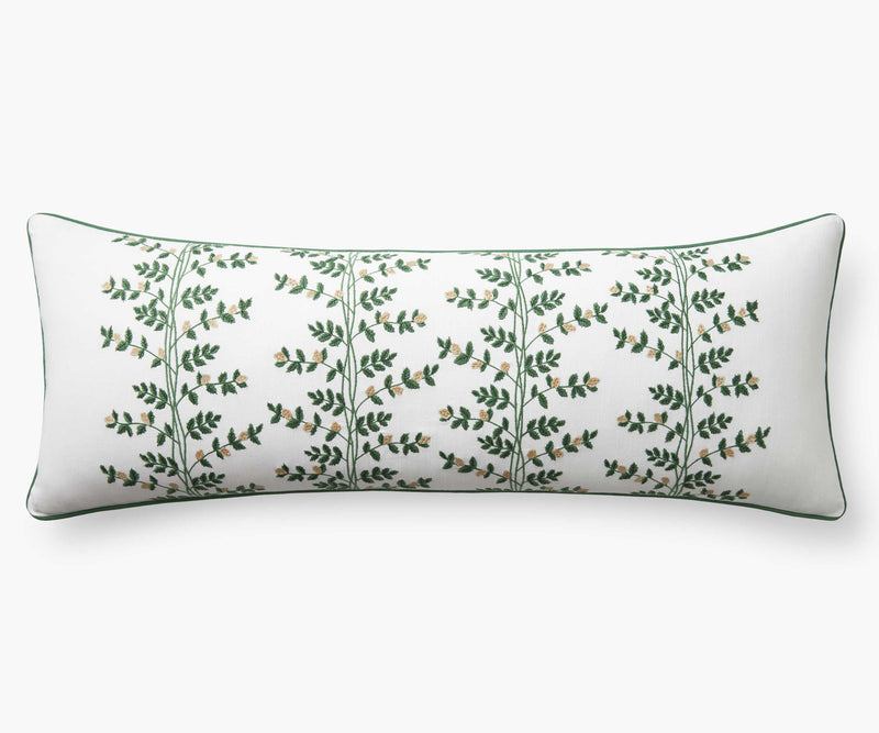 Tracy & Co Embroidered Lumbar Pillow Cover - Climbing Vines White