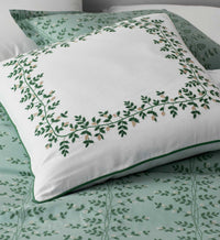 Tracy & Co Embroidered Pillow Cover - Climbing Vines White