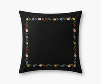 Tracy & Co Curio Border Embroidered Pillow - Black