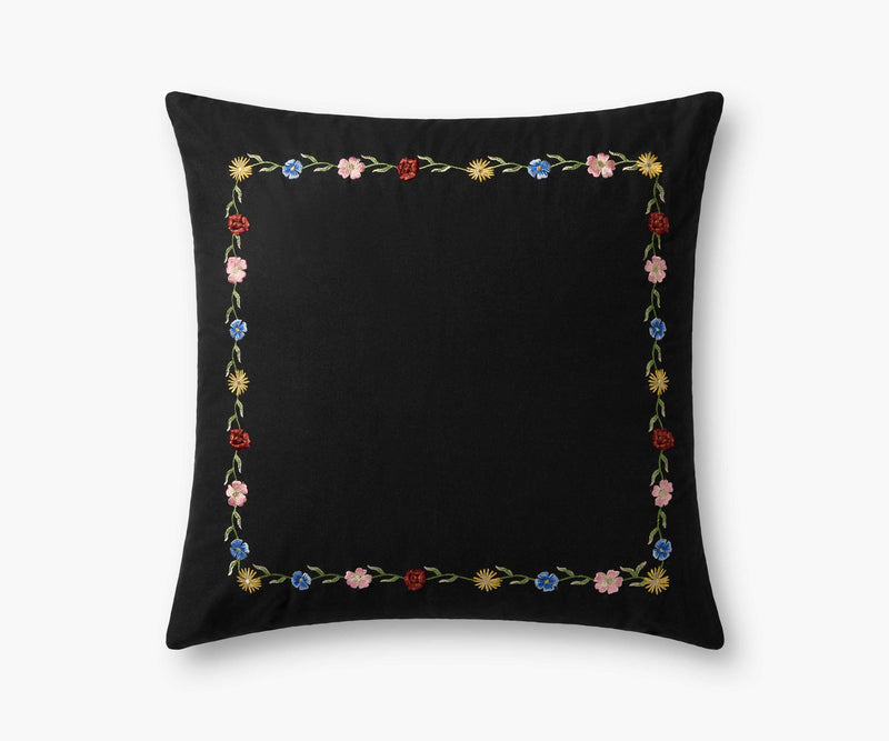 Tracy & Co Curio Border Embroidered Pillow - Black