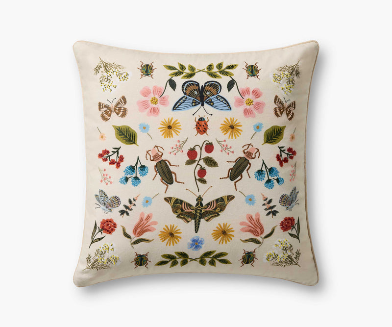 Tracy & Co Curio Garden Embroidered Pillow - White