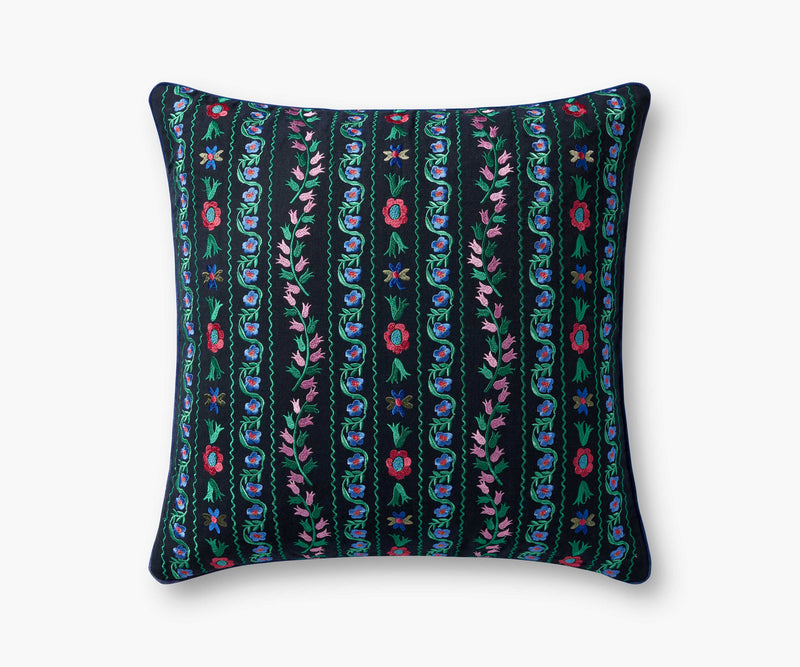 Tracy & Co Delphine Embroidered Pillow - Navy