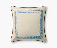 Tracy & Co Delphine Border Embroidered Pillow - Cream