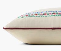 Tracy & Co Delphine Border Embroidered Pillow - Cream