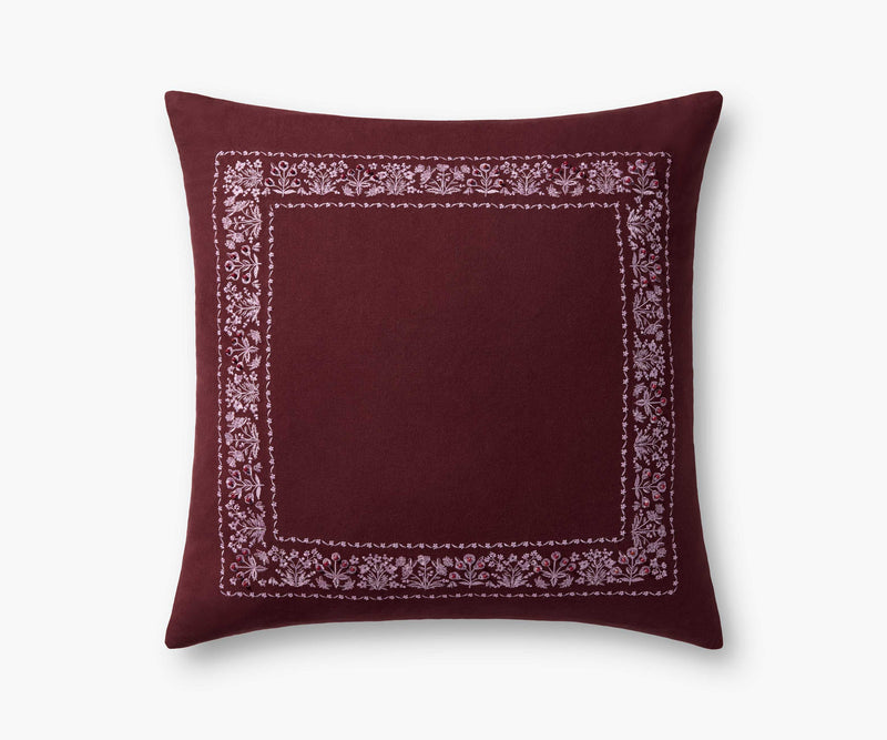 Tracy & Co Estee Border Embroidered Pillow - Mulberry
