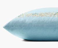 Tracy & Co Estee Border Embroidered Pillow - Blue