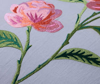 Tracy & Co Garden Rose Embroidered Pillow - Blue