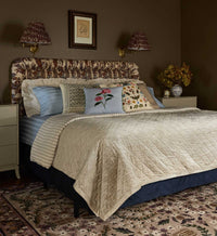 Tracy & Co Garden Rose Embroidered Pillow - Blue