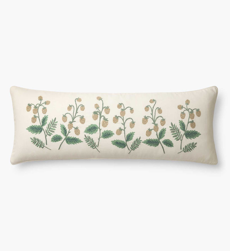 Tracy & Co Embroidered Lumbar Pillow Cover - Strawberry Fields