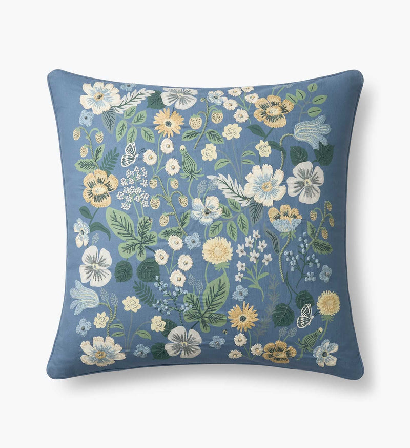 Tracy & Co Embroidered Pillow Cover - Strawberry Fields Green