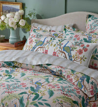 Tracy & Co Embroidered Lumbar Pillow Cover - Peacock Ivory
