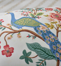 Tracy & Co Embroidered Pillow Cover - Peacock Ivory