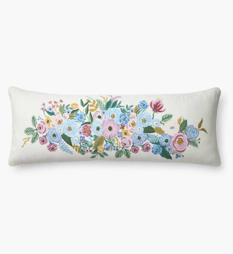 Tracy & Co Embroidered Lumbar Pillow Cover - Garden Party Ivory