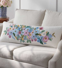 Tracy & Co Embroidered Lumbar Pillow Cover - Garden Party Ivory