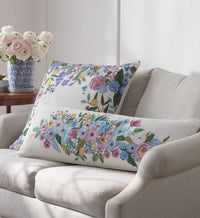 Tracy & Co Embroidered Lumbar Pillow Cover - Garden Party Ivory