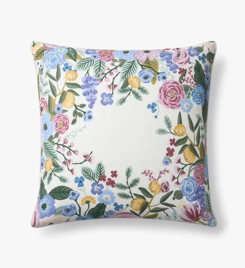 Tracy & Co Embroidered Pillow Cover - Garden Party Ivory