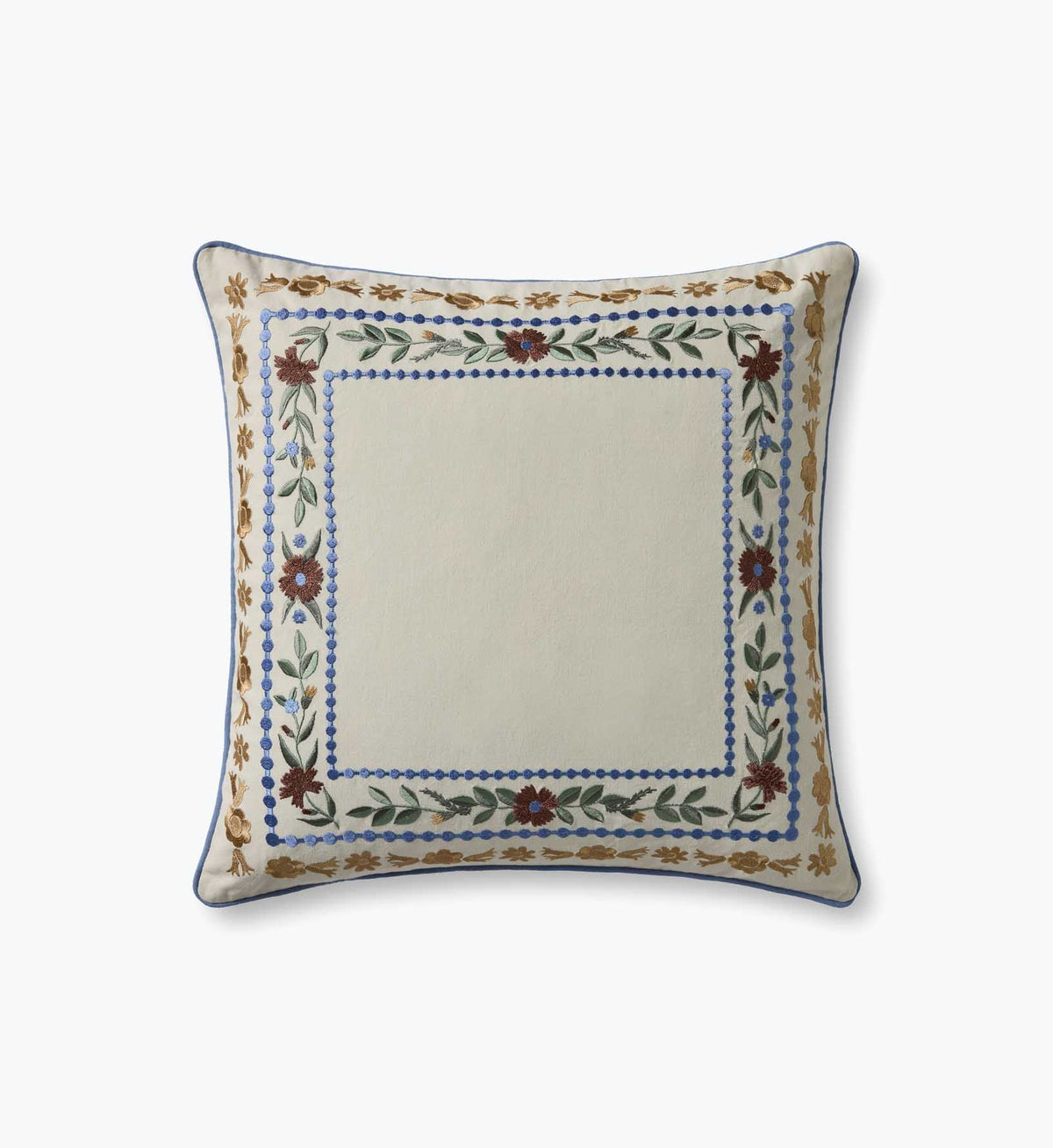 Tracy & Co Aster Border Embroidered Pillow - Ivory