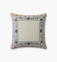 Tracy & Co Aster Border Embroidered Pillow - Ivory