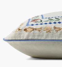Tracy & Co Aster Border Embroidered Pillow - Ivory