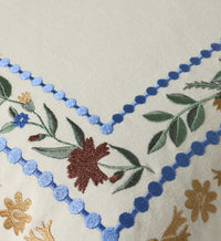 Tracy & Co Aster Border Embroidered Pillow - Ivory