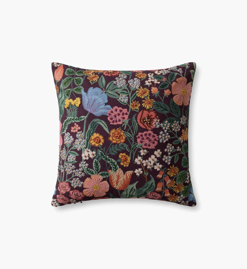 Tracy & Co Burgundy Blossom Embroidered Pillow - Burgundy