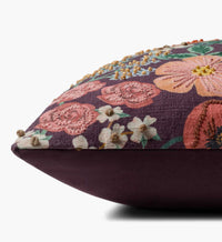 Tracy & Co Burgundy Blossom Embroidered Pillow - Burgundy