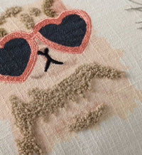 Tracy & Co Cool Cats Embroidered Lumbar Pillow - White
