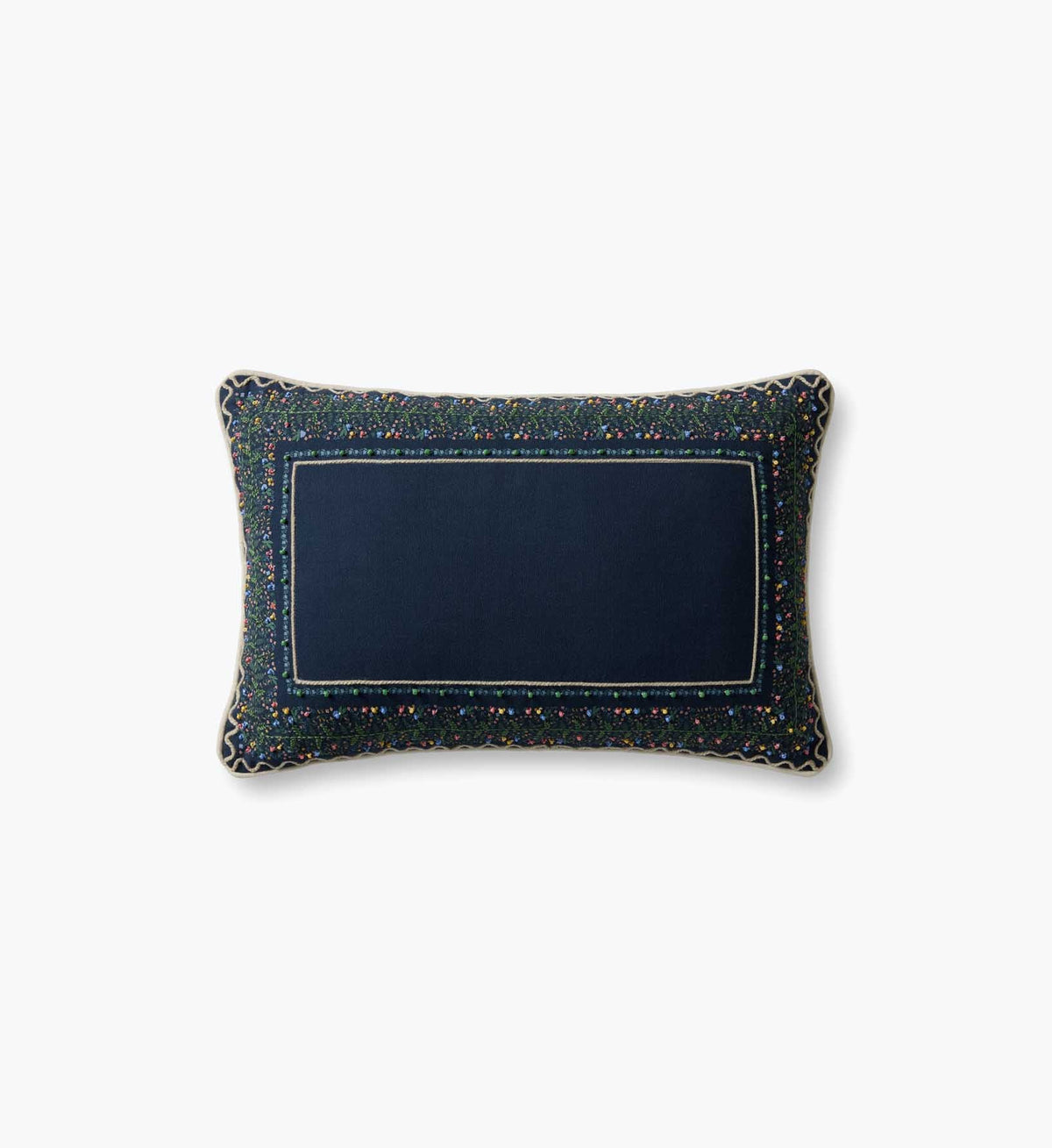 Tracy & Co Garden Vines Embroidered Lumbar Pillow - Blue