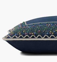 Tracy & Co Garden Vines Embroidered Lumbar Pillow - Blue
