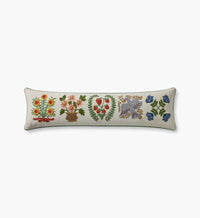 Tracy & Co Helena Bouquets Embroidered Lumbar Pillow - Ivory