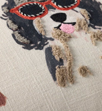 Tracy & Co Hot Dogs Embroidered Lumbar Pillow - White