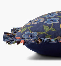 Tracy & Co Maple Embroidered Pillow - Blue