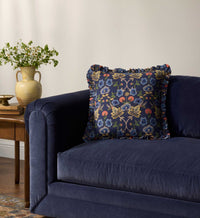 Tracy & Co Maple Embroidered Pillow - Blue